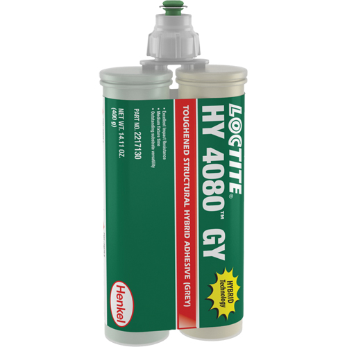 Adh&eacute;sif hybride pour r&eacute;parations structurales HY 4080 GY, Deux composants, Cartouche double, 400 g, Gris Quali-T-Solutions