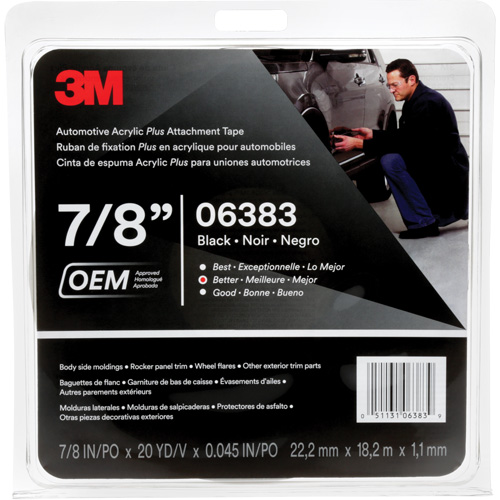3M Automotive Acrylic Tape, 18 M (60') L x 22 mm (7/8") W, 45 mils, Acrylic Quali-T-Solutions
