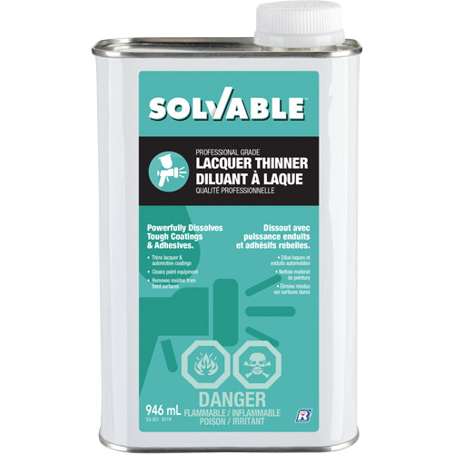 Professional Grade Lacquer Thinner, Rectangular Can, 946 ml Quali-T-Solutions