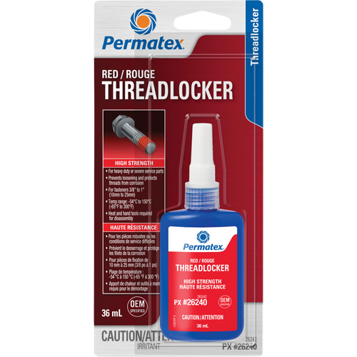 Permanent Strength Threadlocker, Red, High, 36 ml, Bottle Quali-T-Solutions