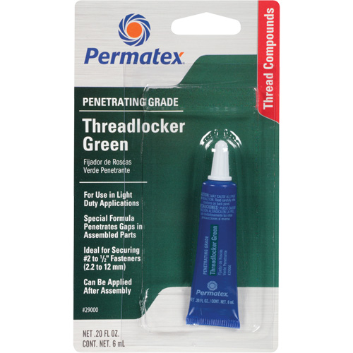 Penetrating Grade Threadlocker, Green, Medium, 6 ml, Tube Quali-T-Solutions