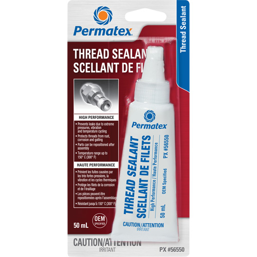 Scellant pour filetage haute performances, Tube, 50 ml, -54° C - 149° C/-65° F - 300° F Quali-T-Solutions