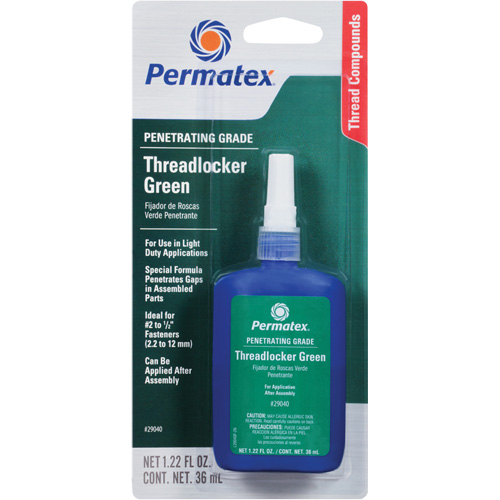 Penetrating Grade Threadlocker, Green, Low, 36 ml, Bottle Quali-T-Solutions