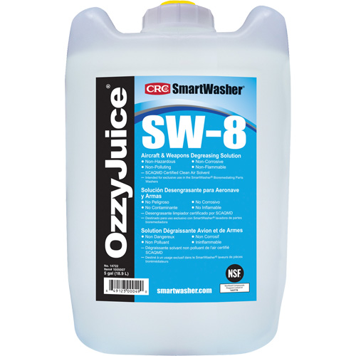 Solution de d&eacute;graissage pour avions et armes SW-8 SmartWasher Ozzyjuice, Cruche Quali-T-Solutions