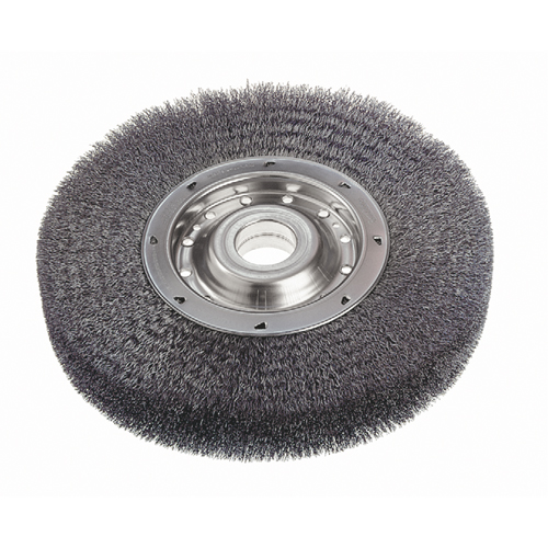 Crimped Wire Wheel Brushes - Wide Face, 6" Dia., 0.0118" Fill, 2" Arbor Quali-T-Solutions