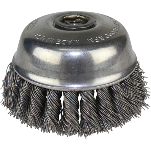 Knot Wire Cup Brushes, 4" Dia. x 5/8"-11 Arbor Quali-T-Solutions