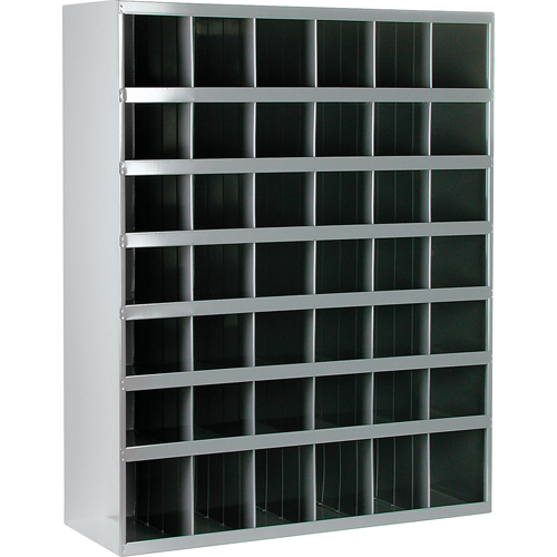 Steel Storage Bin Cabinet, 33-3/4" W x 12" D x 42" H, Grey Quali-T-Solutions