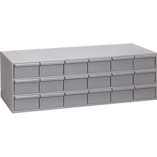 Casiers &agrave; tiroirs industriels, 18 tiroirs, 33-3/4" la x 11-5/8" p x 10-7/8" h, Gris Quali-T-Solutions