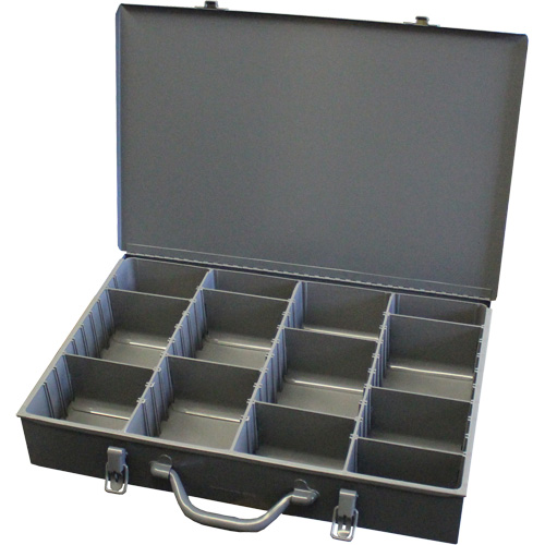 Boîtes &agrave; compartiments ajustables, Acier, Variable compartiments, 13-3/8" la x 9-1/4" p, 2" h, Gris Quali-T-Solutions