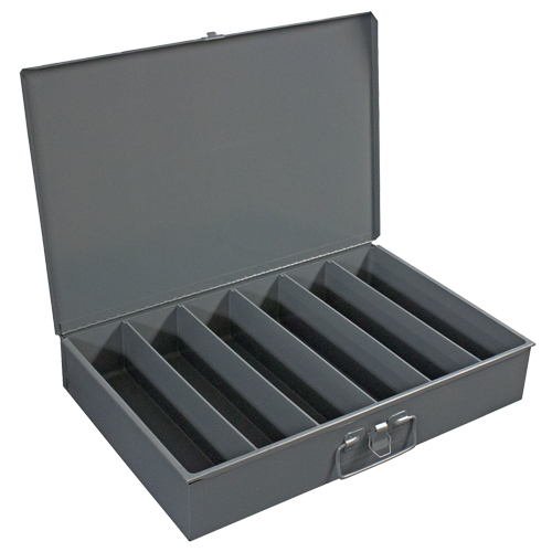 Boîtes en acier &agrave; compartiments &agrave; fond courb&eacute;, 18,34" la x 12,16" p x 3,16" h, 6 verticaux compartiments Quali-T-Solutions
