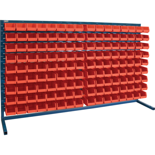 Louvered Rack with Bins, 144 Bins, 72" W x 15" D x 40" H Quali-T-Solutions