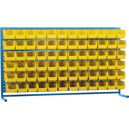 Louvered Rack with Bins, 72 Bins, 72" W x 15" D x 40" H Quali-T-Solutions