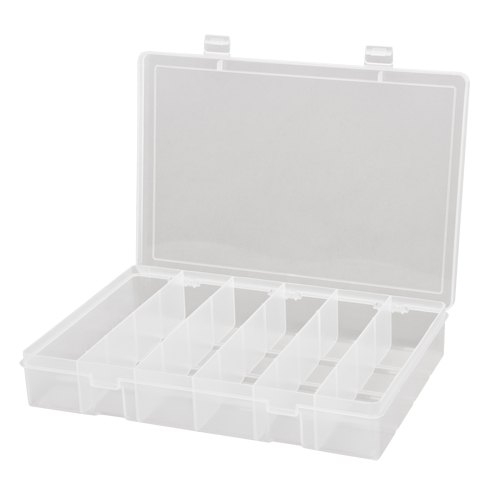 Compact Polypropylene Compartment Cases, 13-1/8" W x 9" D x 2-5/16" H, 6 Compartments Quali-T-Solutions
