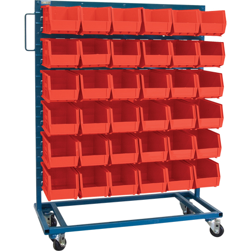 Single-Sided Mobile Bin Rack, Single-sided, 36 bins, 36" W x 16" D x 46-1/2" H Quali-T-Solutions
