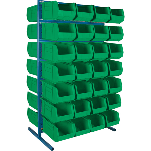 Support stationnaire deux c&ocirc;t&eacute;s pour bacs, 61" la x 56" p x 24" h, 56 bacs Quali-T-Solutions