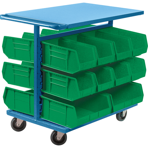 Chariot &agrave; bacs avec bacs, &agrave; deux c&ocirc;t&eacute;s, 20 bacs, 24" la x 38-1/2" p x 36-1/2" h Quali-T-Solutions
