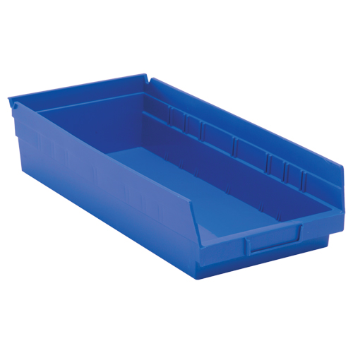Bacs de rangement pour tablettes, 8-3/8" la x 4" H x 17-7/8" p, Bleu, Capacit&eacute; 40 lb Quali-T-Solutions