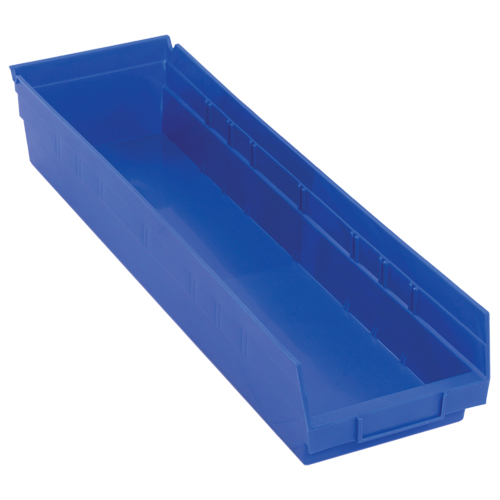 Bacs de rangement pour tablettes, 6-5/8" la x 4" H x 23-5/8" p, Bleu, Capacit&eacute; 50 lb Quali-T-Solutions