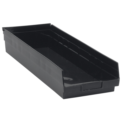 Economy Shelf Bin, 8-3/8" W x 4" H x 23-5/8" D, Black, 60 lbs. Capacity Quali-T-Solutions