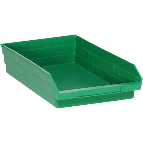 Shelf Bins, 11-1/8" W x 4" H x 17-7/8" D, Green, 40 lbs. Capacity Quali-T-Solutions