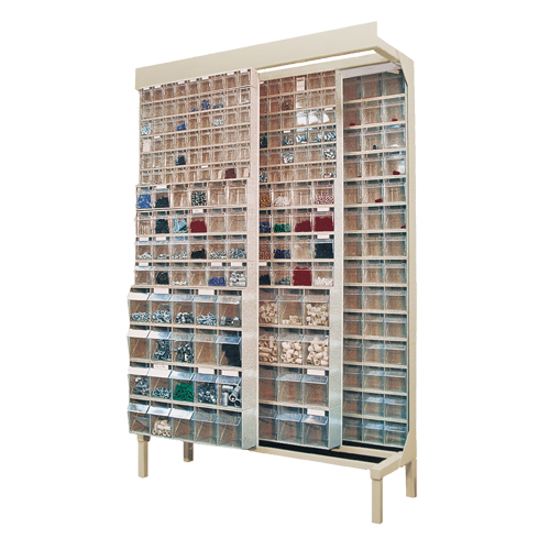 Syst&egrave;me de stockage &agrave; glissi&egrave;re &agrave; bacs basculants autonome, 48" la x 18" p x 77" h, 364 tiroirs Quali-T-Solutions