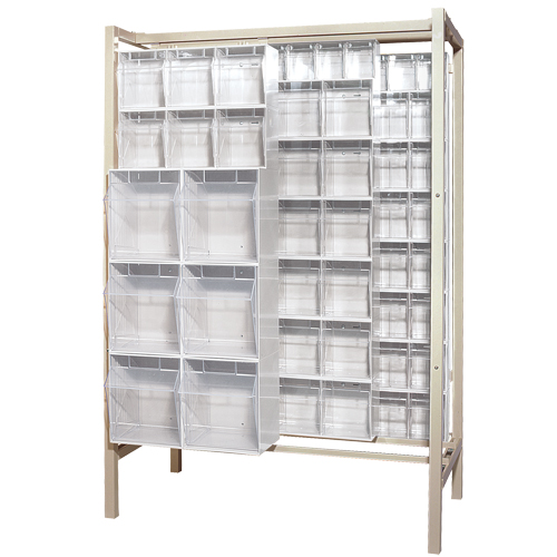Free-Standing Tip-Out Bins Slider System, 51-1/4" W x 26" D x 77" H, 101 Drawers Quali-T-Solutions