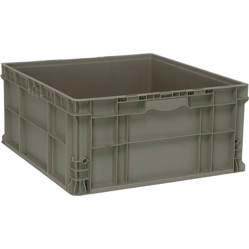 Stacking Container, 22.5" W x 22.5" D x 11" H, Grey Quali-T-Solutions