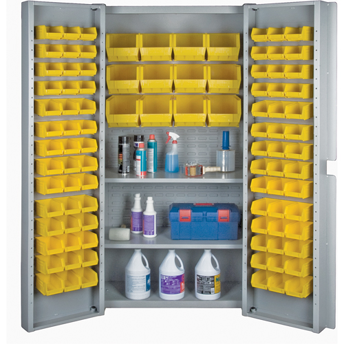 Deep Door Combination Bin Cabinets, 38" W x 24" D x 72" H, Grey Quali-T-Solutions