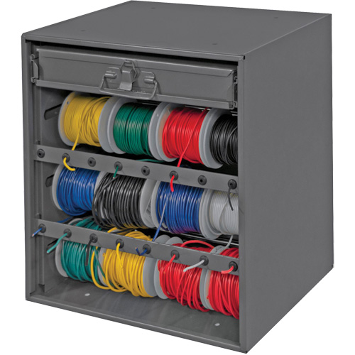 Wire and Terminal Storage Cabinet, Steel, 1 Drawers, 15-9/16" x 11-7/8" x 16-3/8", Grey Quali-T-Solutions