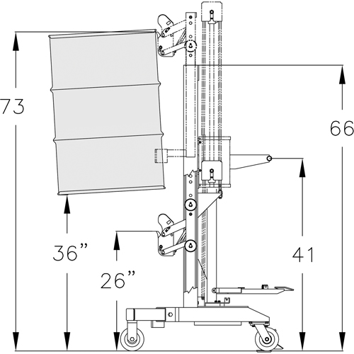 Manipulateur ergonomique de baril &agrave; port&eacute;e &eacute;lev&eacute;, DM-100-HR, 30 - 85 gal. US (25 - 70 gal. imp.) Quali-T-Solutions