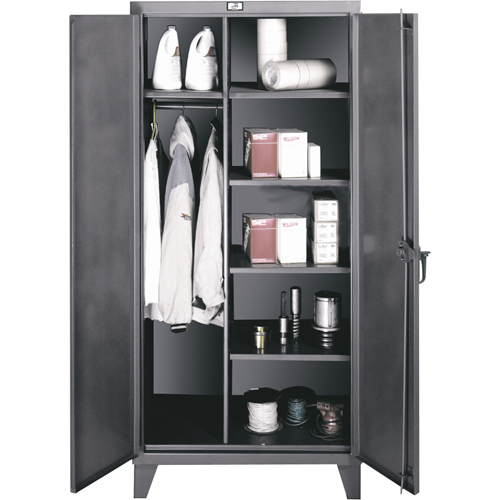 Wardrobe/Storage Cabinets, Steel, 60" W x 24" D x 72" H, Grey Quali-T-Solutions