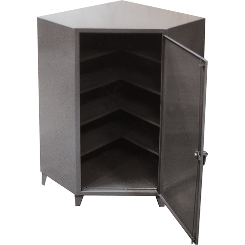 Corner Cabinets, Steel, 4 Shelves, 72" H x 48" W x 24" D, Grey Quali-T-Solutions