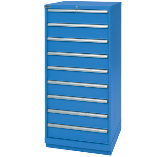Drawer Cabinets, 9 Drawers, 28-1/4" W x 28-1/2" D x 59-1/2" H, Bright blue Quali-T-Solutions