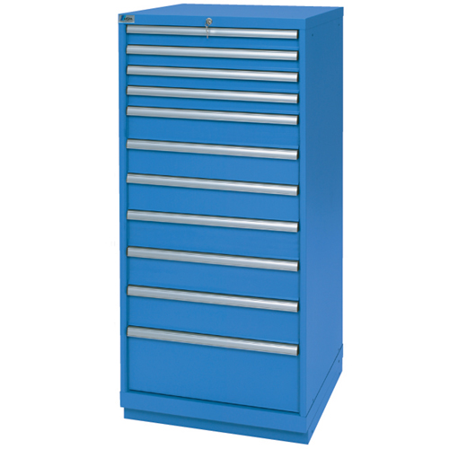 Drawer Cabinets, 11 Drawers, 28-1/4" W x 28-1/2" D x 59-1/2" H, Bright blue Quali-T-Solutions