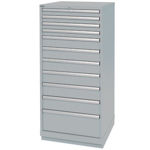 Drawer Cabinets, 11 Drawers, 28-1/4" W x 28-1/2" D x 59-1/2" H, Grey Quali-T-Solutions