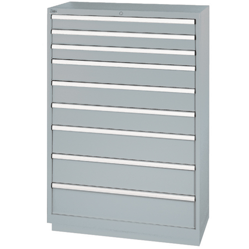 Drawer Cabinets, 9 Drawers, 40-1/4" W x 22-1/2" D x 59-1/2" H, Grey Quali-T-Solutions