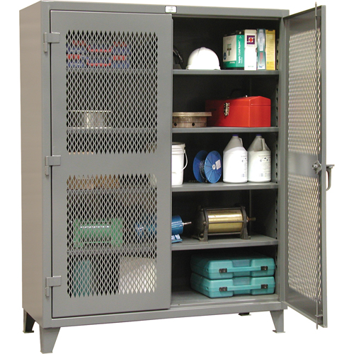 Heavy-Duty Ventilated Storage Cabinets, 4 Shelves, 72" H x 48" W x 24" D, Steel, Grey Quali-T-Solutions