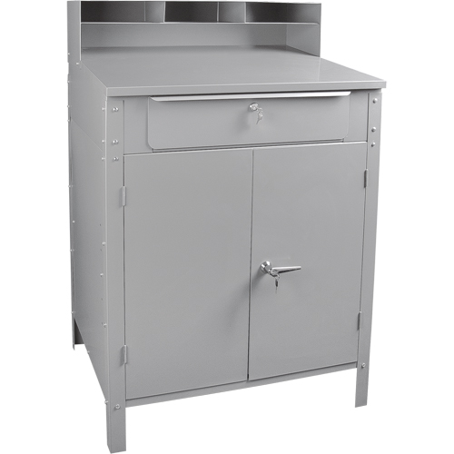 Pupitre d'atelier de style armoire, 34-1/2" la x 30" p x 53" h, Gris Quali-T-Solutions
