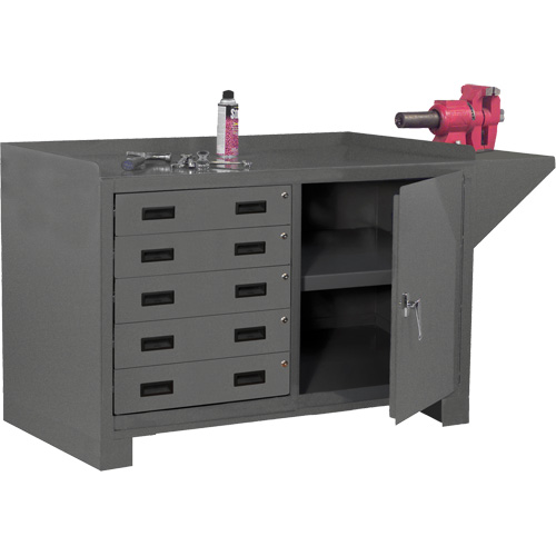Post de travail fixe, Acier Surface, 60-1/8" la x 24-1/4" p x 36-1/4" h Quali-T-Solutions