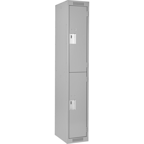 Clean Line Lockers, 2 -tier, 12" x 18" x 72", Steel, Grey, Rivet (Assembled) Quali-T-Solutions