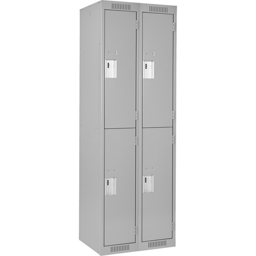 Clean Line Lockers, 2 -tier, Bank of 2, 24" x 18" x 72", Steel, Grey, Rivet (Assembled) Quali-T-Solutions