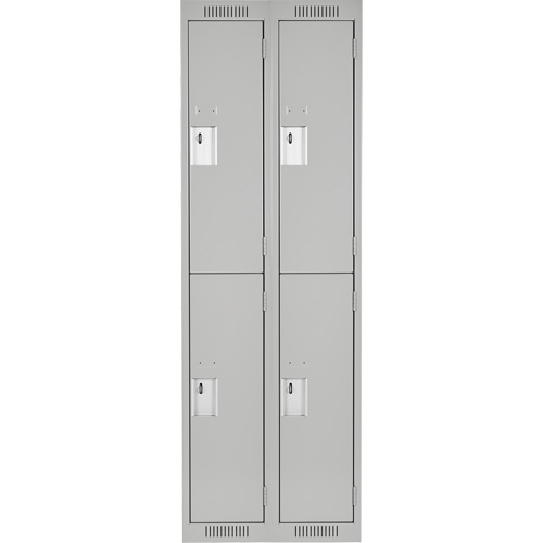 Clean Line Lockers, 2 -tier, Bank of 2, 24" x 18" x 72", Steel, Grey, Rivet (Assembled) Quali-T-Solutions