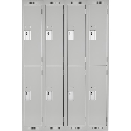 Clean Line Lockers, 2 -tier, Bank of 4, 48" x 18" x 72", Steel, Grey, Rivet (Assembled) Quali-T-Solutions