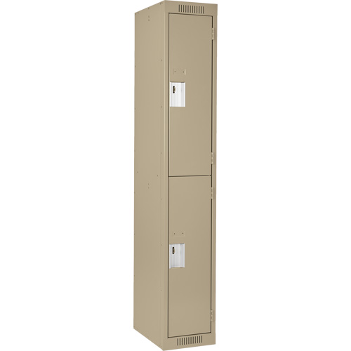 Clean Line Lockers, 2 -tier, 12" x 18" x 72", Steel, Beige, Rivet (Assembled) Quali-T-Solutions