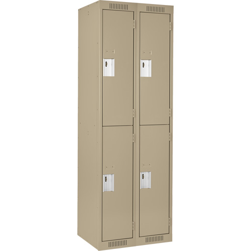 Clean Line Lockers, 2 -tier, Bank of 2, 24" x 18" x 72", Steel, Beige, Rivet (Assembled) Quali-T-Solutions