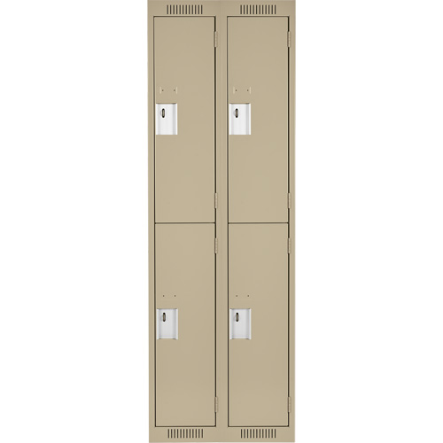 Clean Line Lockers, 2 -tier, Bank of 2, 24" x 18" x 72", Steel, Beige, Rivet (Assembled) Quali-T-Solutions