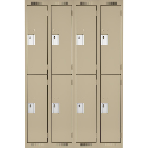 Clean Line Lockers, 2 -tier, Bank of 4, 48" x 18" x 72", Steel, Beige, Rivet (Assembled) Quali-T-Solutions