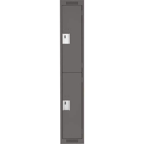 Clean Line Lockers, 2 -tier, 12" x 18" x 72", Steel, Charcoal, Rivet (Assembled) Quali-T-Solutions
