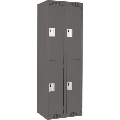 Clean Line Lockers, 2 -tier, Bank of 2, 24" x 18" x 72", Steel, Charcoal, Rivet (Assembled) Quali-T-Solutions
