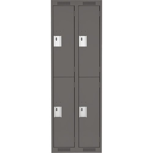 Clean Line Lockers, 2 -tier, Bank of 2, 24" x 18" x 72", Steel, Charcoal, Rivet (Assembled) Quali-T-Solutions